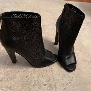 DVF black leather booties